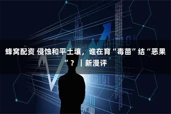 蜂窝配资 侵蚀和平土壤，谁在育“毒苗”结“恶果”？｜新漫评