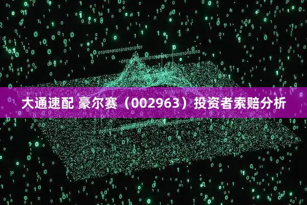 大通速配 豪尔赛（002963）投资者索赔分析